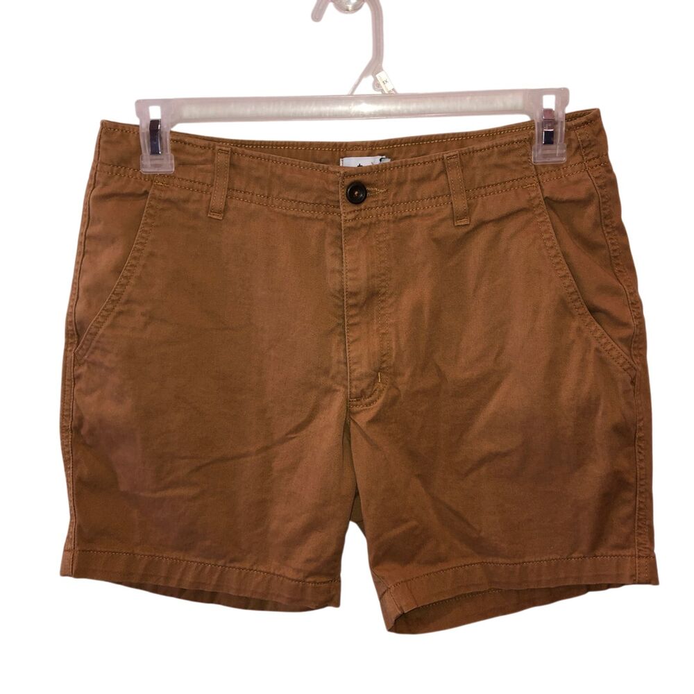 True Craft Mens Size 33 x 7 Brown Flat Front Stretch Chino Shorts 32 x 6